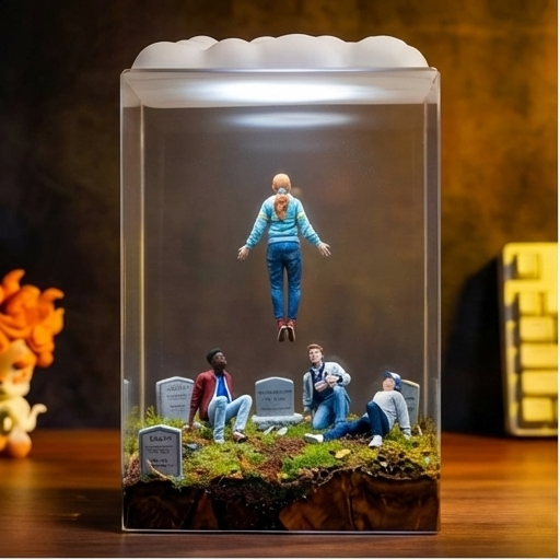 Stranger Things–Inspired Epoxy Night Lamp -  Levitating Scene – Miniature Diorama