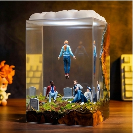 Stranger Things–Inspired Epoxy Night Lamp -  Levitating Scene – Miniature Diorama