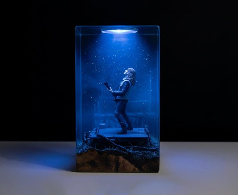 Stranger Things–Inspired Epoxy Night Lamp -  Guitar Scene – Miniature Diorama